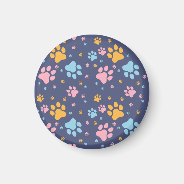 Colorful Animal Paw Prints Pattern Magnet (Front)