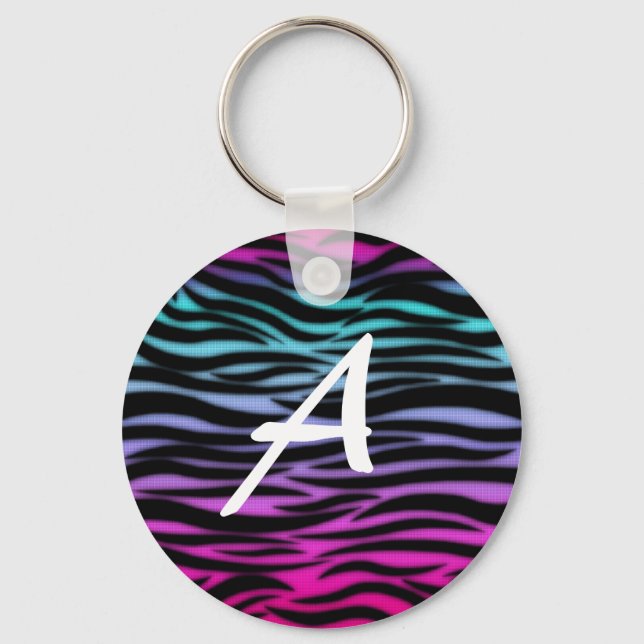 Colorful animal print initial keychain (Front)