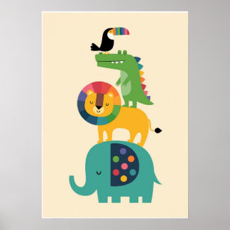 Colorful Animal Stack Baby kids  Poster