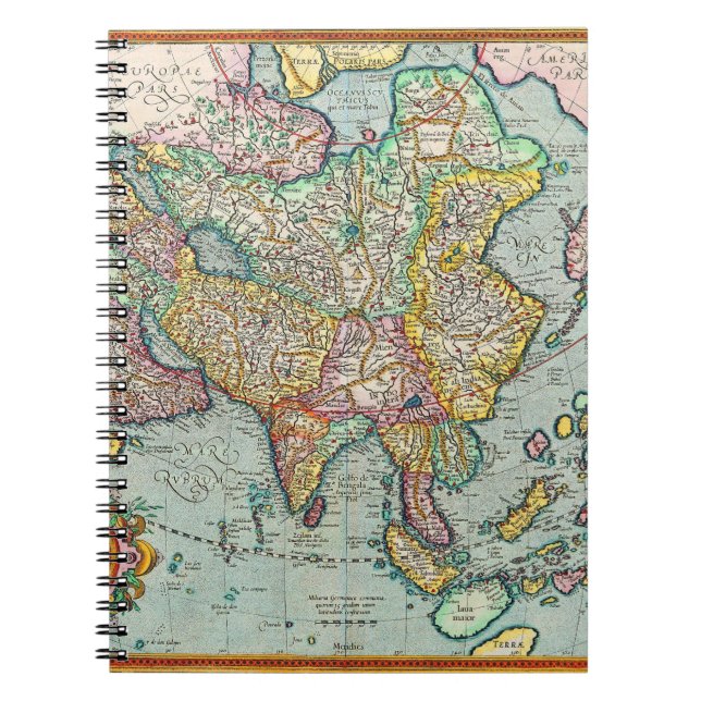 Colorful Antique Asia Map Notebook (Front)
