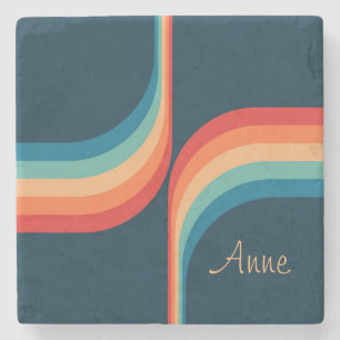 Colorful arches in retro style stone coaster