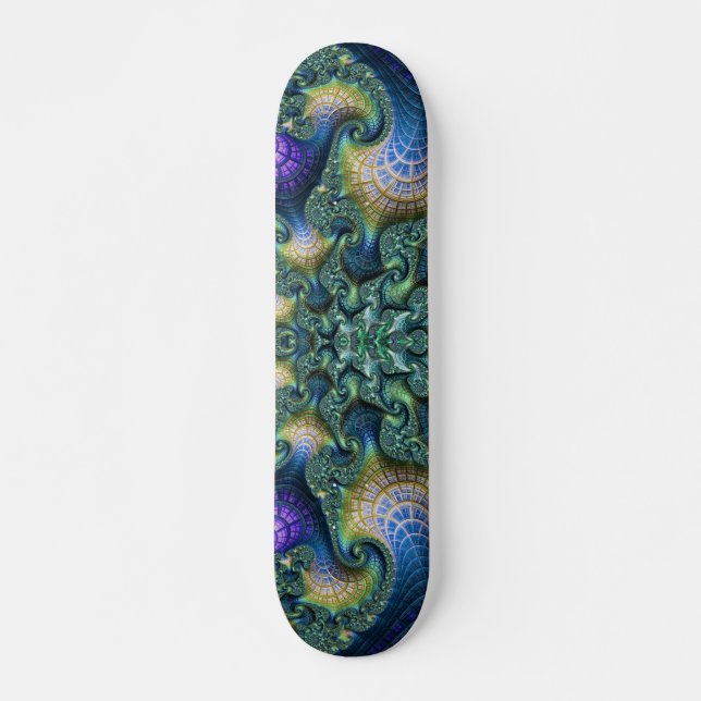 Colorful Architectural Spirals Fractal Abstract Skateboard (Front)