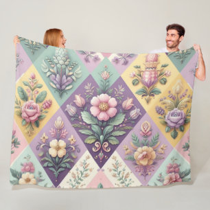 Colorful argyle pastel Easter/Spring Fleece Blanket