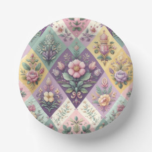 Colorful argyle pastel Easter/Spring Paper Plate