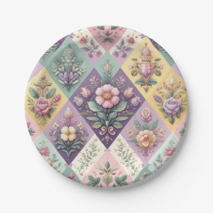 Colorful argyle pastel Easter/Spring Paper Plate
