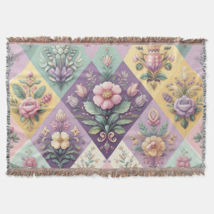 Colorful argyle pastel Easter/Spring Throw Blanket