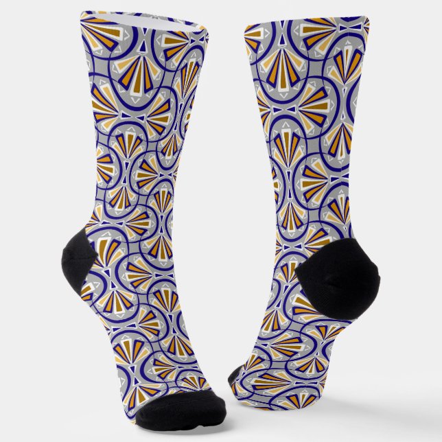 Colorful art deco pattern. socks (Angled)