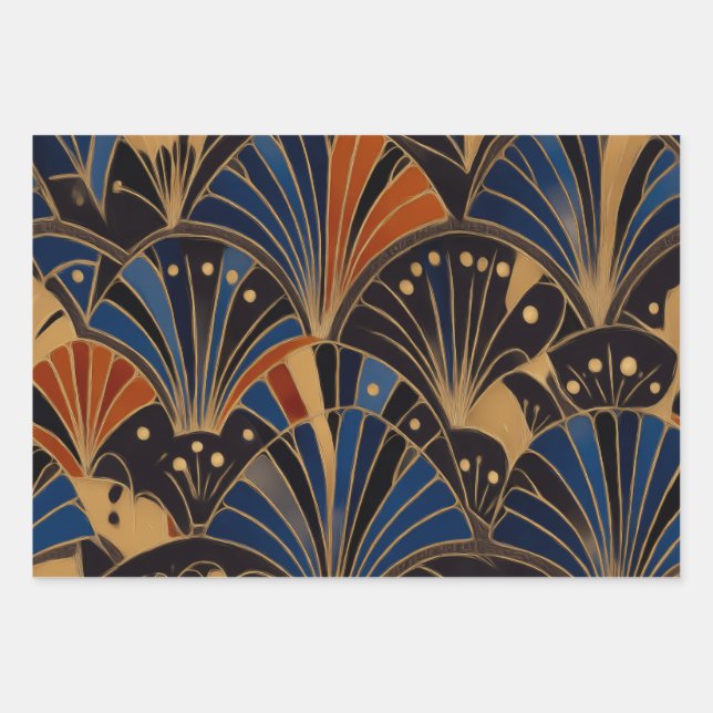 Colorful Art Deco Wrapping Paper Sheet (Front)