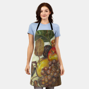 Colorful artistic fruit still life print apron