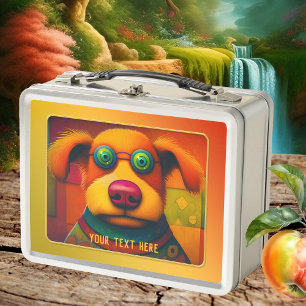 Colorful Artistic Funny Dog Metal Lunch Box
