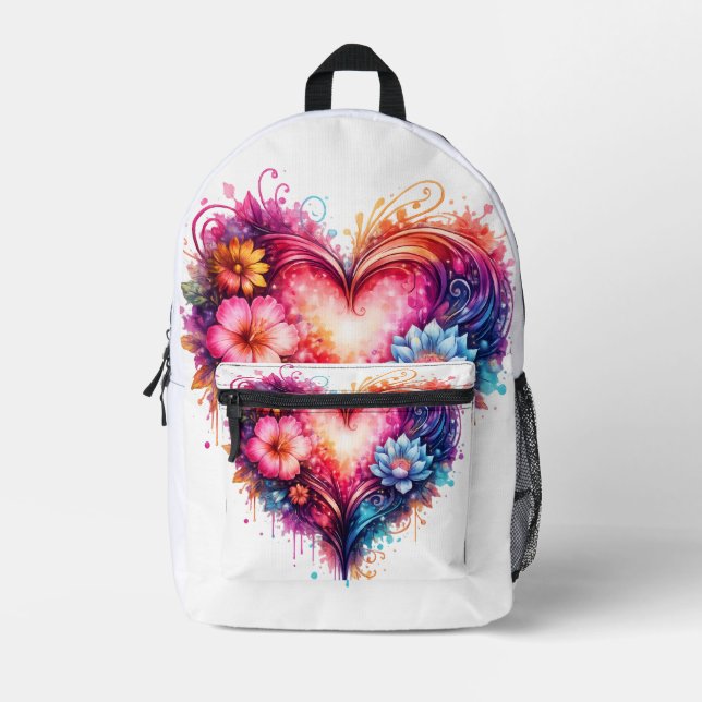 Colorful artistic heart backpack (Front)