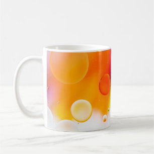 Colorful artistic image of oil drop on water, mode coffee mug