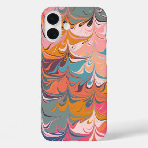 Colorful Artsy Abstract Marble Swirl Design iPhone 16 Plus Case