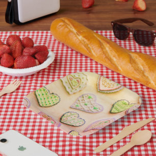 Colorful Attractive Hearts Decorative Paper Plates