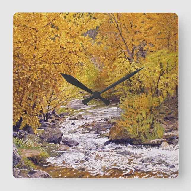 Colorful Autumn Aspen Trees Square Wall Clock (Front)