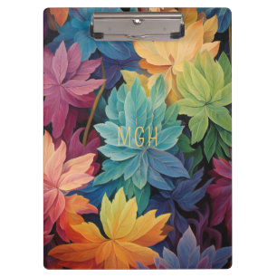 Colorful Autumn Leaves Custom Monogram Clipboard