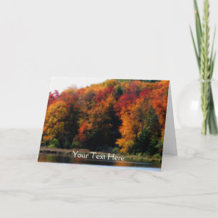 Colorful Autumn Leaves Pond Nature Photo Card