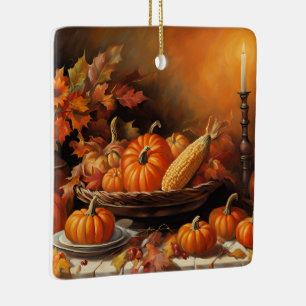 Colorful Autumn Pumpkins Ceramic Ornament