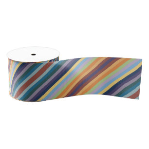 Colorful Autumn Winter Colored Stripes Pattern Grosgrain Ribbon