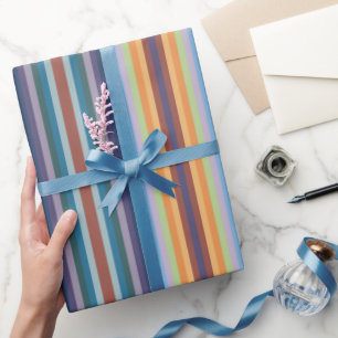 Colorful Autumn Winter Colored Stripes Pattern Wrapping Paper