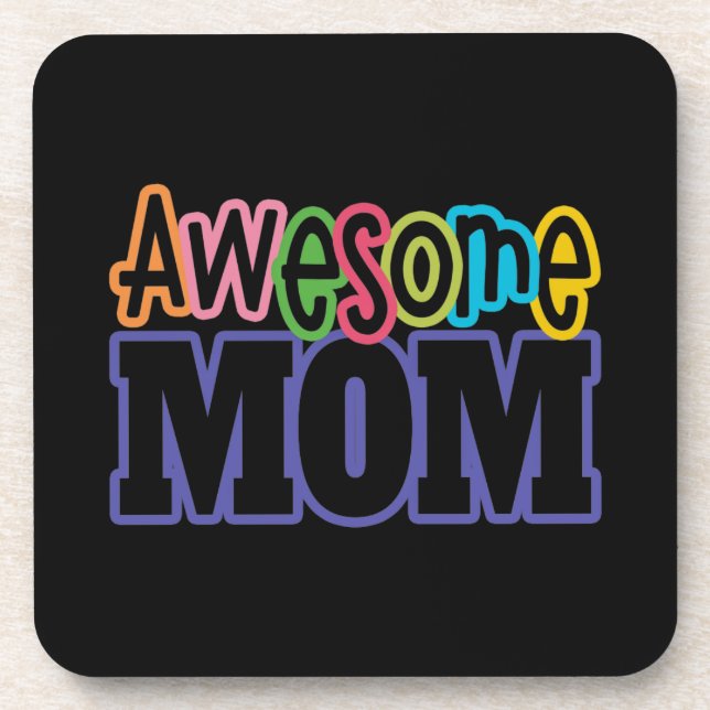 Colorful Awesome Mom Mother's Day | Coaster (Front)
