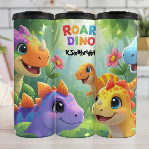 Colorful Baby Dinosaurs Roar Forest Thermal Tumbler