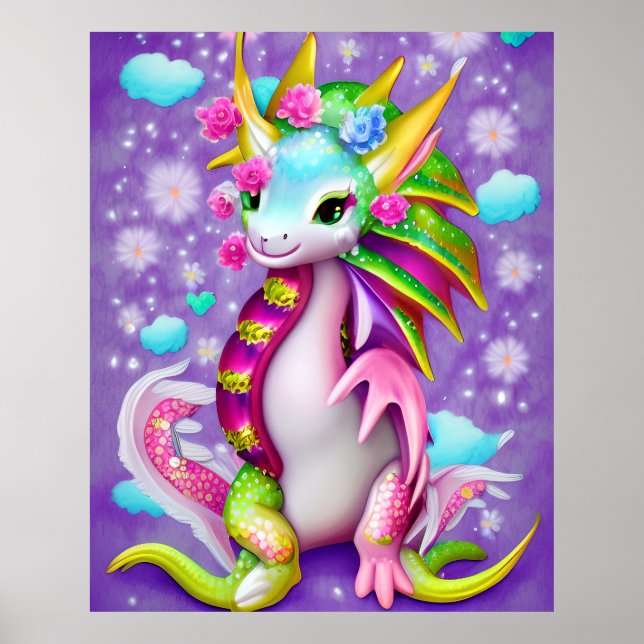 Colorful Baby Dragon Poster (Front)