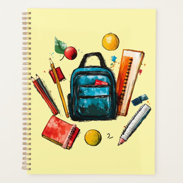 Colorful Back to School Supplies for Students Planner (Front)