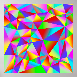 Colorful background from many multicolored triangl poster