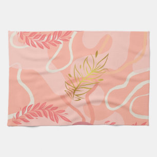 colorful background, Vibrant Peach Tea Towel