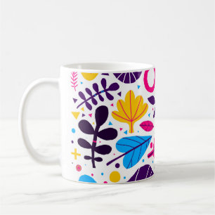 Colorful background with hand drawn floral element coffee mug