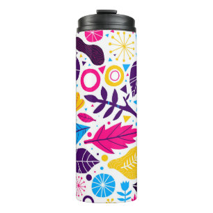 Colorful background with hand drawn floral element thermal tumbler
