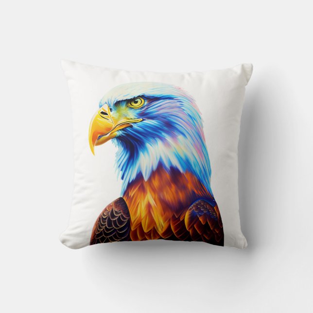 Colorful Bald Eagle Art Cushion (Front)