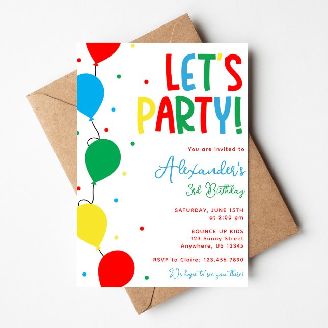Colorful Balloon Birthday Invitation for Kids (Creator Uploaded)