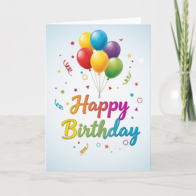Colorful Balloon Celebration – Happy Birthday Card (Front)
