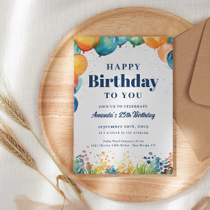 Colorful Balloons Birthday Party Invitation
