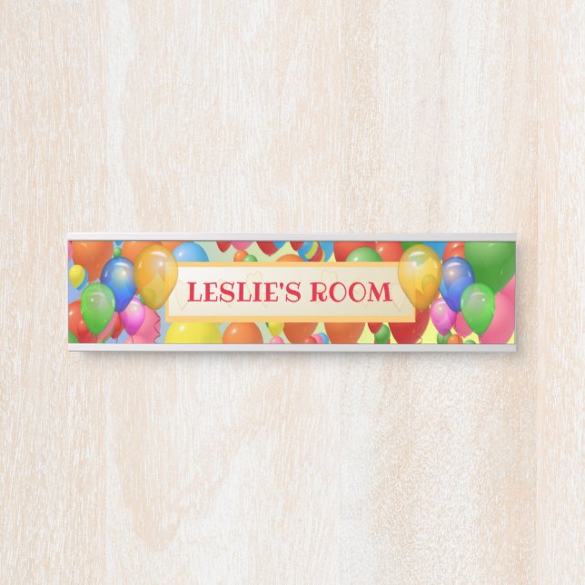 Colorful Balloons Kids Room Door Sign (Front)