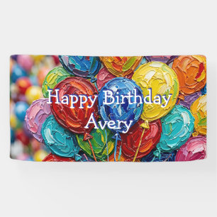Colorful Balloons   Personalized Happy Birthday Banner