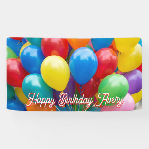 Colorful Balloons Personalized Happy Birthday Banner