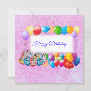 Colorful Balloons, Pink Birthday Card
