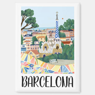 Colorful Barcelona Spain City View Magnet