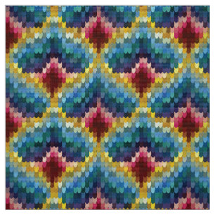 Colorful Bargello Embroidery Boho Chic Pattern Fabric
