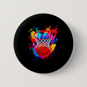Colorful Basketball Color Splaie Dye Hoop Net Grap 6 Cm Round Badge