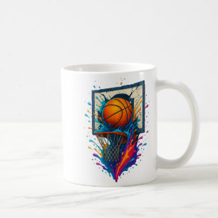Colorful Basketball Slam Dunk Splash Hoop Backboar Coffee Mug