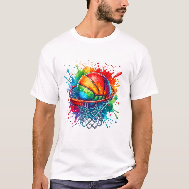 Colorful Basketball Tie Dye Color T-Shirt (Front)