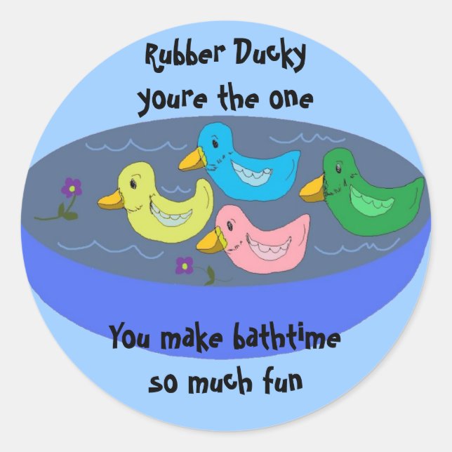 Colorful Bath Time Rubber Duckies Classic Round Sticker (Front)