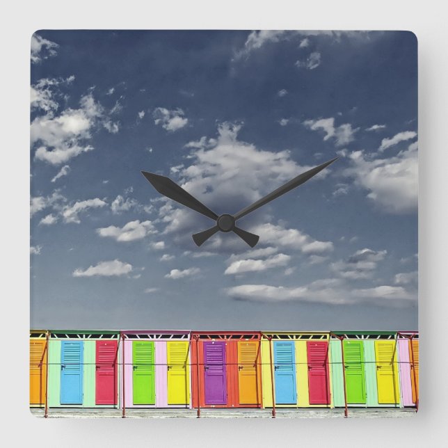 Colorful bathing huts Wall Clock (Front)