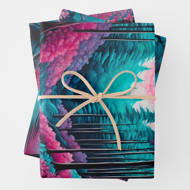 Colorful Batik Forest Art Wrapping Paper Sheets (Creator Uploaded)