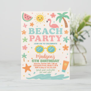 Colorful Beach Party Birthday Invitation & Decor