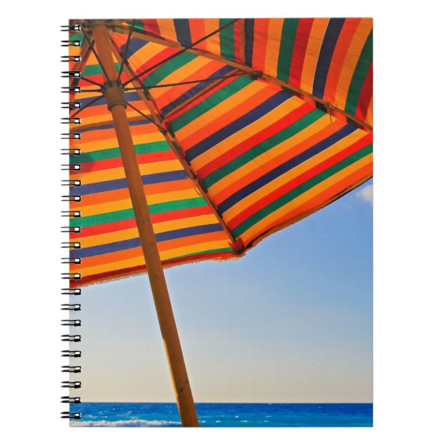 Colorful Beach Umbrella on a Sunny Day Photography Notebook (Front)